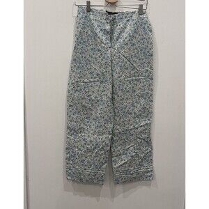 Vintage J.G. Hook Linen Blend Floral High Rise Crop Pants Sz 4 Boho Peasant